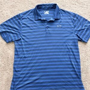 Under Armour Men's Blue Striped Polo Shirt